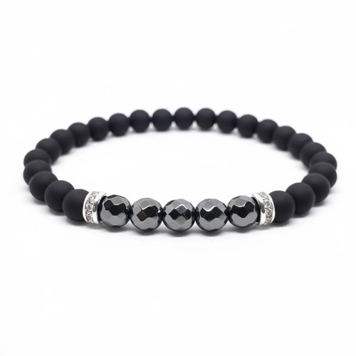 Bracciale onice nero ematite - onice,