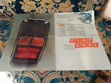 FIAT 500 L D'EPOCA - RARO DEPLIANT PUBBLICITARIO ANNI 60 - ORIGINALE