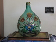 COMPLEMENTO D'ARREDO VASO DAMIGIANA 10 LITRI VERDE IN VETRO PER MOBILE ANTICO