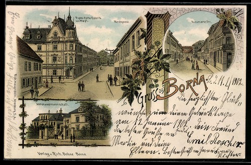 Litografia borna kirchgasse - litografia, borna,