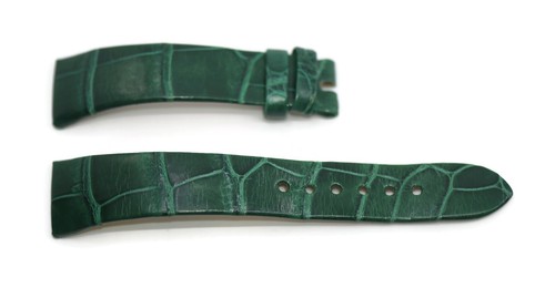 Bulgari green leather strap - leather,