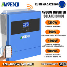4200W 24V Inverter Solare On/Off-Grid Ibrido MPPT 100A Pure Sine Wave 220V 500V