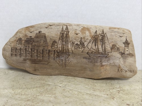 Scrimshaw vintage firmato