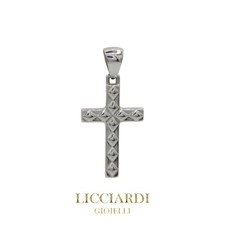 Ciondolo uomo croce oro bianco 18kt e