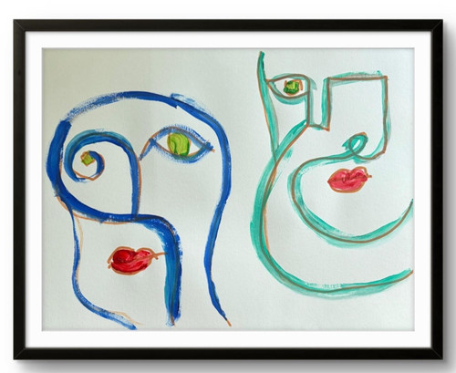 Line art duo quadri acrilici - duo,