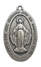 Medaglietta Madonna Miracolosa mm.18x30 Metallo Argentato Medaglia Originale  