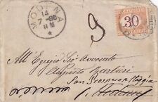 14741-REGNO, BUSTA DA MODENA A S. PROSPERO PER STAGGIA, SEGNATASSE 30 cent.,1885