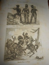 1836 INCISIONE GUARDIA REALE PRUSSIANA CHASSEUR DU LOUP MORTE PRINCIPE DI PRUSSIA