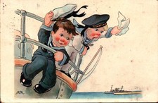 CARTOLINA MARIO VELLANI MARCHI - BAMBINI MARINARETTI REGIA MARINA - VG 1943