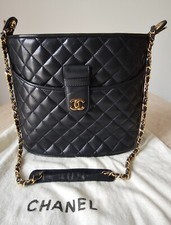 Borsa Chanel, autentica, anni '80, vintage, pelle di agnello trapuntata blu