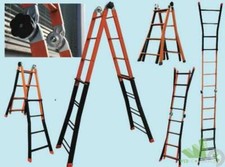 SCALA TELESCOPICA MT.4,42 ACCIAIO ZOPPA ALLUNGABILE CAVALLETTI 4+5 GRADINI