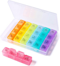 Portapillole Settimanale, Dispenser Pillole 7 Giorni Pill Box Giornaliero 28 Sco