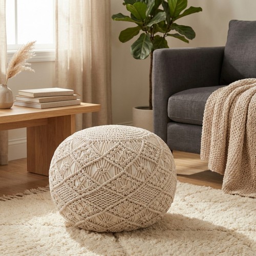 Pouf poggiapiedi tondo - tondo, in