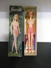 Vintage 1965 FRANCIE DOLL #1140 SL gamba dritta bionda etichetta polso scatola originale ECCELLENTE