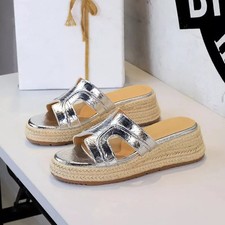 Ciabatte Argento Con Zeppa