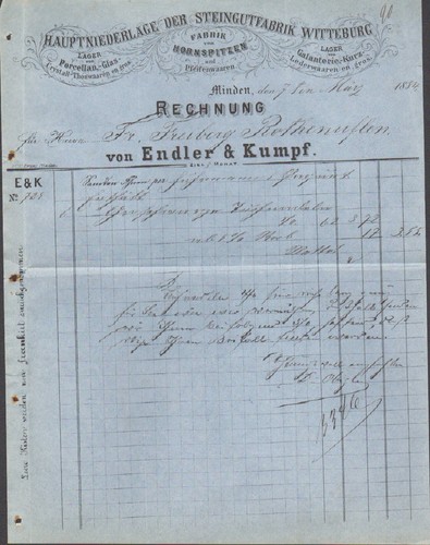 Minden fattura 1884 - fattura, fabbrica