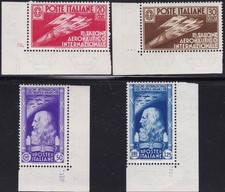 Regno d'Italia 1935, esposizione aerea, n. 384/387 MNH** Set di 4 valori ANGOLO FOGLIO con