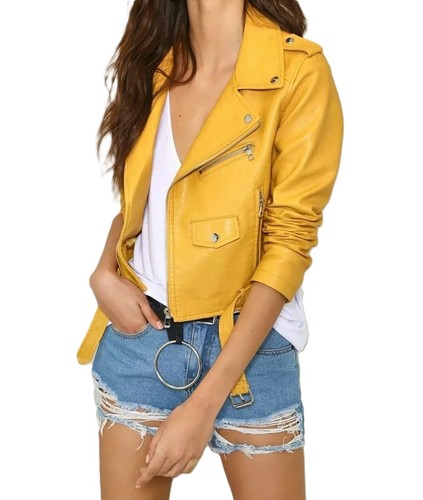 Giacca moto biker - gialla, da