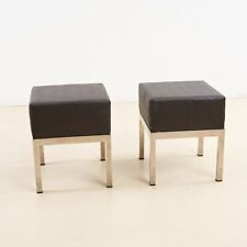 COPPIA DI SGABELLI VINTAGE IN METALLO CROMATO E SEDUTA MORBIDA