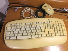 LOGITECH TASTIERA PS/2 + MOUSE BIANCHI COMPATIBILE LAYOUT ITA ORIGINALE FUNZIONA