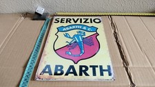 Tabella Insegna Pubblicitaria Da Collezione in Metallo Servizio Abarth & C.