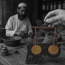 Bilancina Da Viaggio Orientale Pesa Oppio Vintage In Scrigno Legno