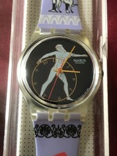 Orologio da polso SWATCH Gent DISCOBOLUS (GK141)-NUOVO/NOS-Olimpiadi/Sport/Viola-L@@K