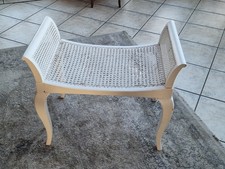 antico sgabello panca bianco con intreccio viennese shabby chic