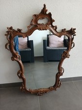 Antico Specchio Specchiera in Legno Lavorato 90 cm D'Epoca Vintage Barocco