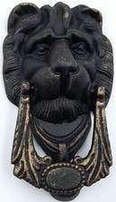 Battente per porta stile antico Batacchio da portone antichizzato nero leone