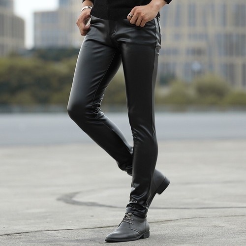 Uomo similpelle pantaloni nero - uomo,