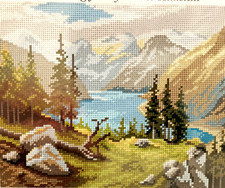 QUADRO CANOVACCIO MEZZO PUNTO PICCOLO DA RICAMARE  24 X 30 " LAGO "