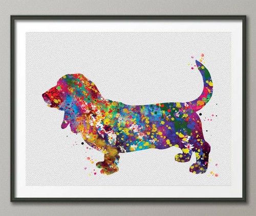 Basset hound dog watercolor - basset,