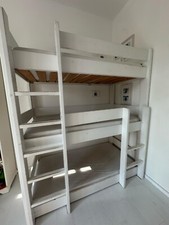 Letto a castello triplo in pino massello con doghe Mathi by Bols colore bianco