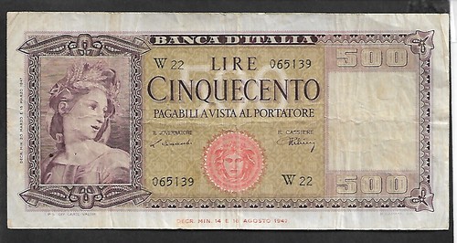 23475 500 lire - 23475), ornata