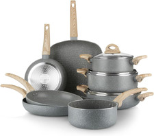 Batteria Pentole Induzione Antiaderenti 11 Pezzi per Tutti I Tipi Di Piano Cottu