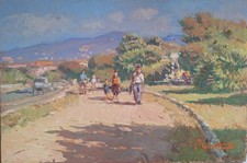 Dipinto Giorgio Luxardo "Giardini Di Antignano"20x30 Su Tavoletta