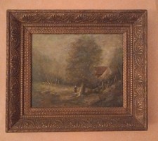 Paesaggio Animato, Olio Su Tela 1800.