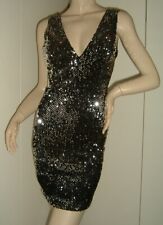 ABITO FESTA VESTITO TUBINO DONNA NERO PAILLETTES SEXY LEGGI LE MISURE