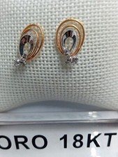 Orecchini oro bianco 750 18 carati con oro rosa zirconi bianchi grammi 3,8 +245