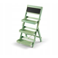 Fioriera a Scala in Legno verde con 3 Ripiani e Lavagna - Arredo Giardino e Balc