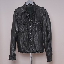 ALL SAINTS Giacca Camicia Pelle EXTRA LARGE Uomo Nero XL Celebrity Graal MCKAY