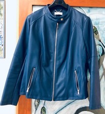 Giubbino donna in similpelle Fiorella Rubino taglia 54 colore blu nuovo 