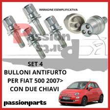 KIT 4 BULLONI ANTIFURTO CERCHI IN LEGA FIAT 500 DAL 2007 TUTTI GLI ANNI 2 CHIAVI
