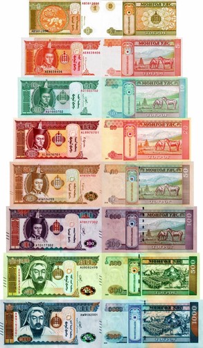 Mongolia lotto 8 banconote - 8,