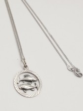 Collana Catenina Argento 925 Unisex Uomo Donna Ciondolo Pesci Segno Zodiacale 