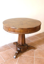antico tavolo rotondo biedermeier prima meta XIX secolo emiliano noce impero
