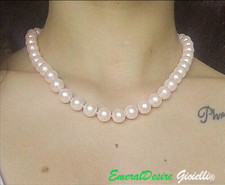 COLLANA PERLE ROSA SOUTH SEA AUSTRALIANE 10MM CON CHIUSURA CUORE IN ARGENTO 925