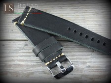 Cinturino orologio 22 24 vera pelle italiana CUOIO VINTAGE LARGE nero