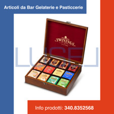 SCATOLA IN LEGNO 12 SCOMPARTI + PZ 120 BUSTINE TE' TWININGS VARIETA' ASSORTITE